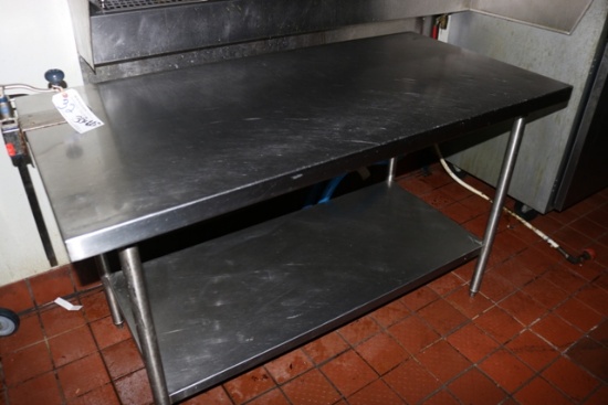 32" x 60" stainless table with stainless under shelf and can opener