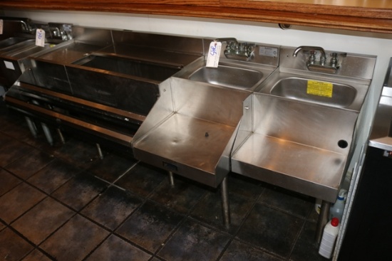 84" Combination Stainless bar station, 2 Krowne hand sinks, 24" cocktail st