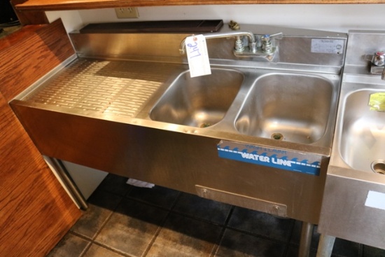 Krowne 48" 2 bin bar sink, left hand drain board