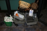 Misc. under table, bottle pumps and baskets