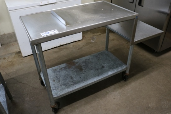 Portable stainless 23" x 40" table with right hand 20" x 23" equipment stan