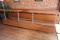 12' Wood Mahogany 3 tier bleacher w/ 2 tables from local school