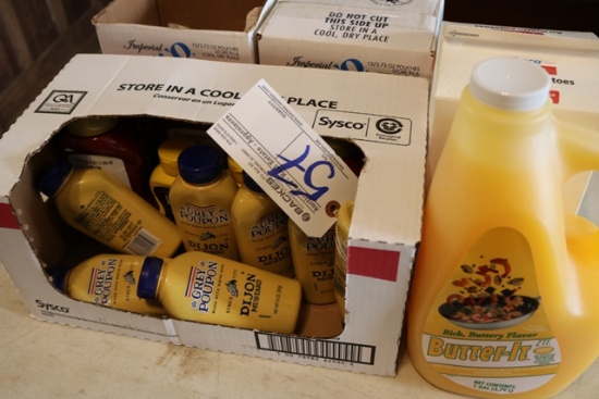 Misc. food in booth, potatoes, mustard, gravy mix