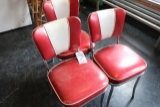 Times 3 Red & white metallic dining chairs