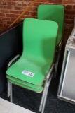 Times 6 Plymold green stack chairs
