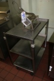Stainless bus cart w/ mounted Vollrath French fry cutter