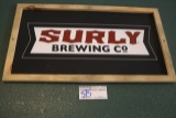 Surly brewing metal framed wall sign
