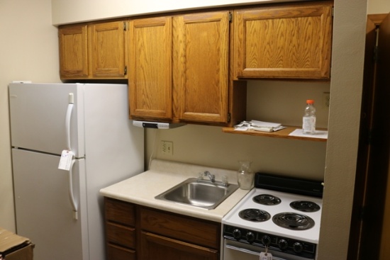Room 100 Kitchenette - 88" upper cabinets - 36" Base - 88" Island