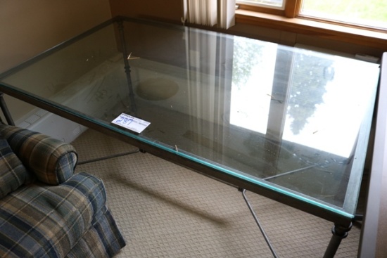 36" x 60" Glass top metal frame table