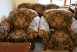 Set of 3 floral patterned overstuffed couch & chairs