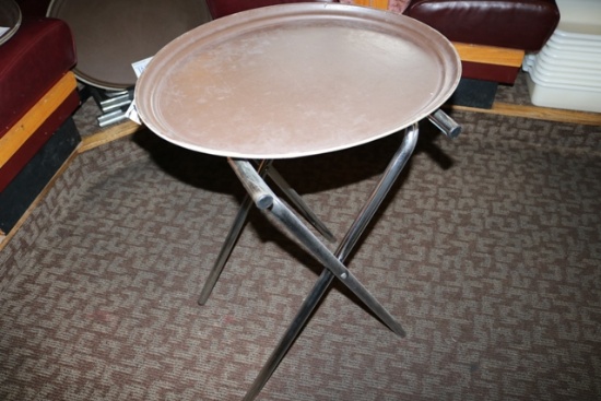 Times 2 - 24" brown oval service trays with waitress stand