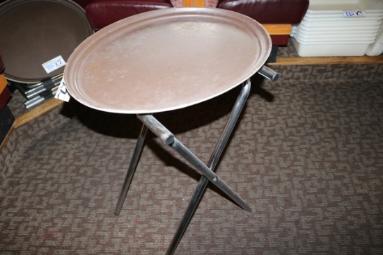 Times 2 - 24" brown oval service trays with waitress stand