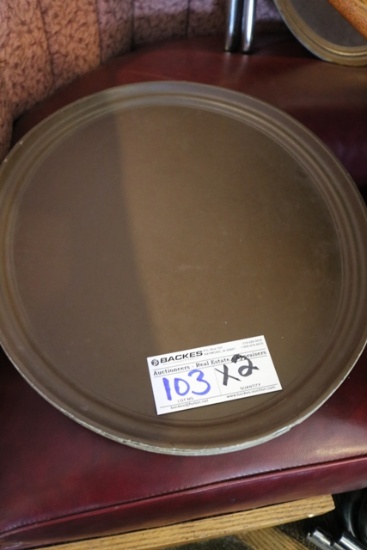 Times 2 - 24" brown oval service trays with waitress stand
