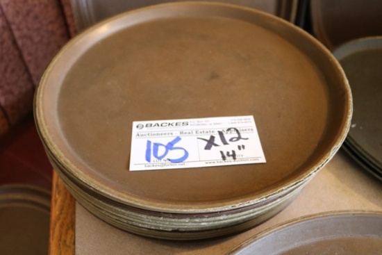 Times 12 - 14" round brown service trays