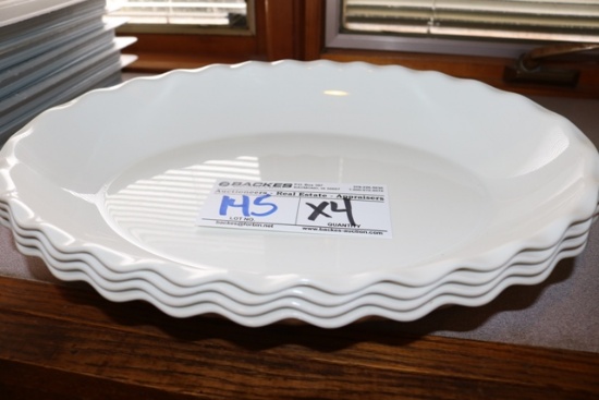 Times 4 - 15" white plastic cambro oval service trays