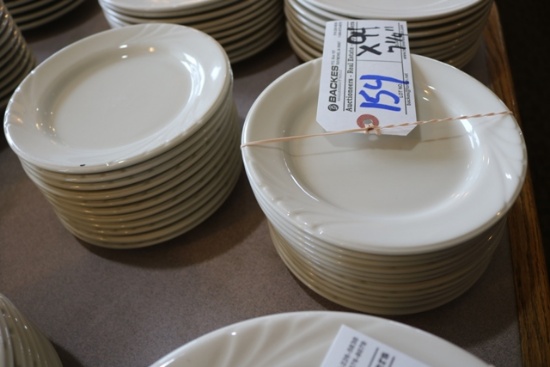 Times 94 - 7.25" Tuxton white plates - some chipped edges