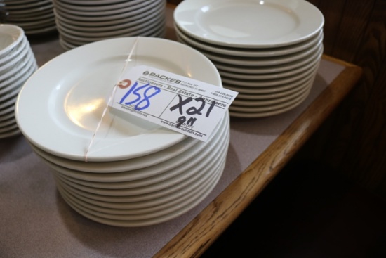 Times 21 - 9" white china plates - some chipped edges