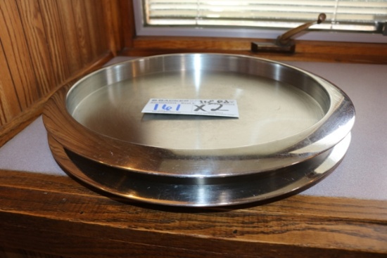 Times 2 - 16" round stainless service trays
