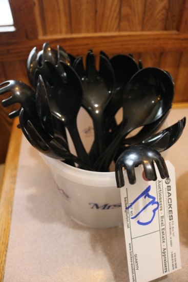 Black plastic serving spoons