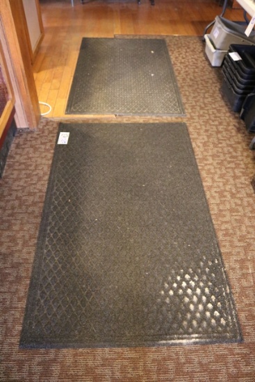 Times 2 - 36" x 60" black entrance rugs - dirty