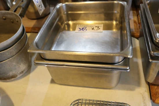 Times 3 - Stainless 2/3 inset pans - 2)6" & 1) 4"