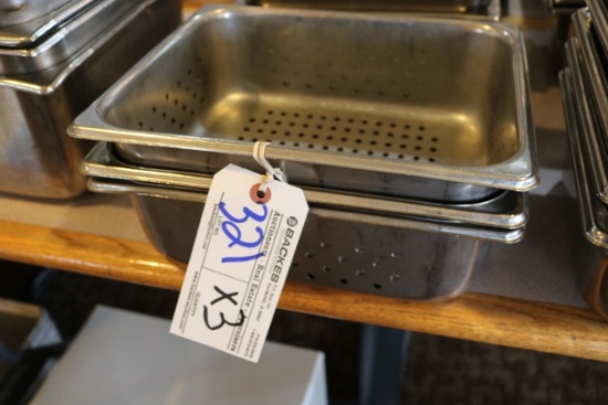 Times 3 - 1/2 x 4" stainless perforated inset pans