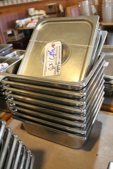 Times 5 - 1/2 x 4" stainless inset pans with lids