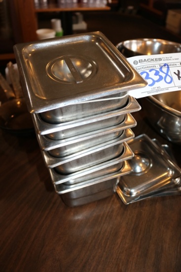 Times 6 - 1/6 x 4" stainless inset pans with lids