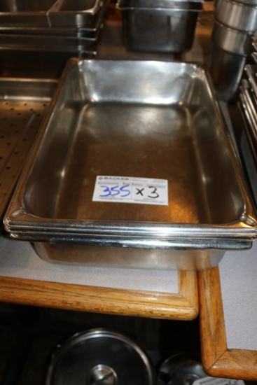 Times 3 - 12" x 20" x 4" stainless inset pans