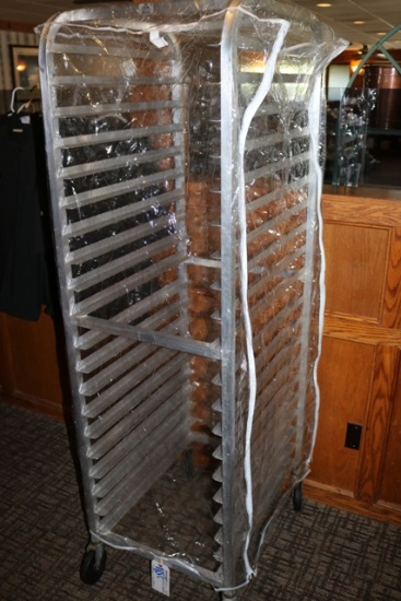 Aluminum portable sheet pan rack w/ proofing cover