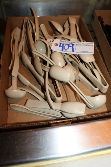 Box of tan salad bar utensils