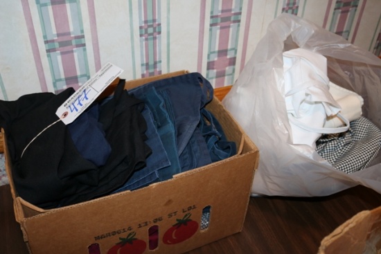 Box assorted used aprons