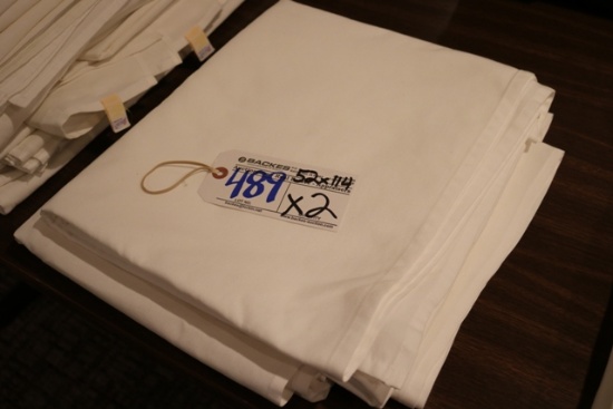 Times 2 white 52" x 114" cloth table covers