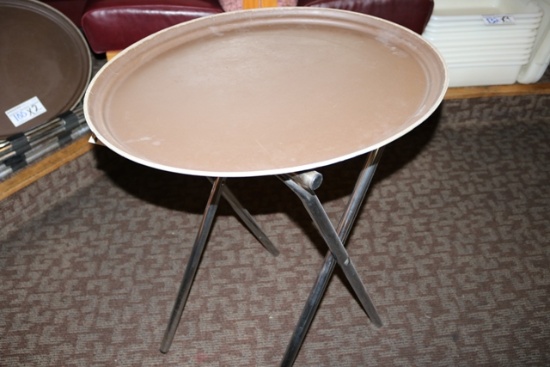 Times 2 - 27" brown oval service trays with waitress stand
