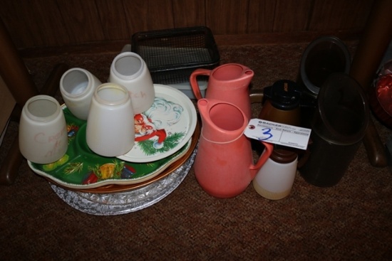 Water pitchers, service trays, misc.