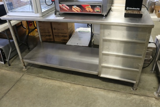 30" x 72" Stainless base cabinet w/ right side 4 drawers