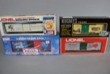 Times 4 - box cars - Lionel - K-Line - Rail King Holiday cars