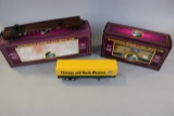 Times 2 - MTH CNW 12563 Extended Vision Caboose 20-91167 & CNW flat car tra