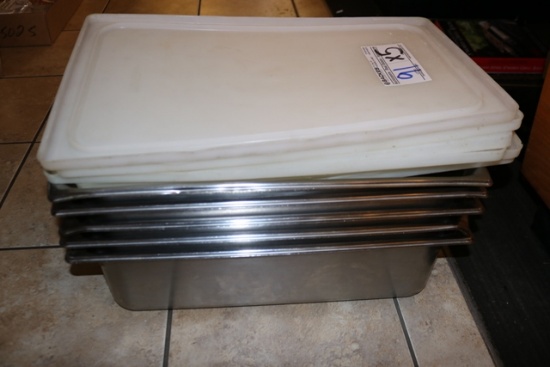 Times 5 - 12 x 20 x 6 stainless inset pans with poly lids