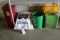 2 Bags oil dry & trash cans