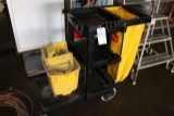 Janitorial cart with mop bucket