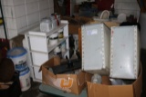 Assorted used supplies, cabinets, & stools