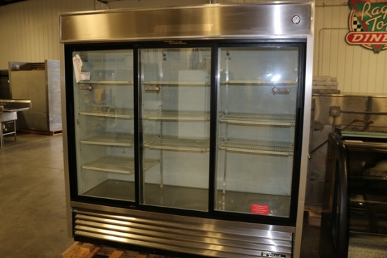 True TSD-69D stainless glass 3 door cooler - good working unit