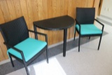 3 piece wicker set with 2 chairs and table