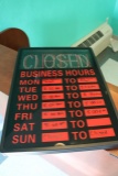 Lighted OPEN sign with hour display