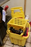 Mop bucket with mop & caution sign