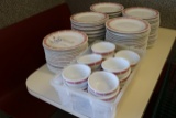 All to go - Red rimmed china - plates & bowls
