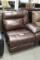 Brown leather sectional add on manual recliner