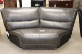 Charcoal leather sectional wedge
