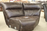 Brown leather sectional wedge